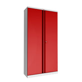 Phoenix SCL Series 2 Door 4 Shelf Steel Storage Cupboard Grey Body Red Doors with Key Lock SCL1891GRK DD